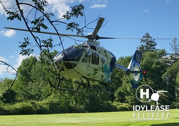 AirMed One helicopter landing at Idylease Helistop in Newfoundland, New Jersey