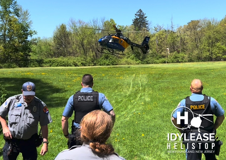 Morristown Medical Center Air One helicopter approaching Idylease Helistop