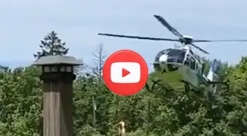 Air-medical helicopter approaching Idylease Helistop